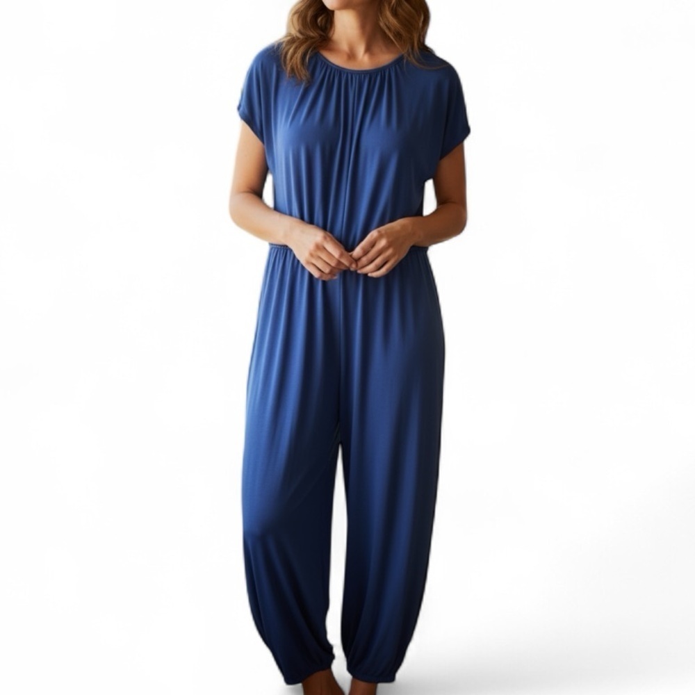 Tibi Blue Flutter Sleeve Jumpsuit
